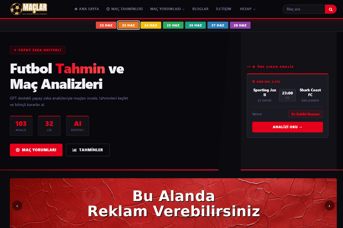 Maç Analizleri Web Sitesi