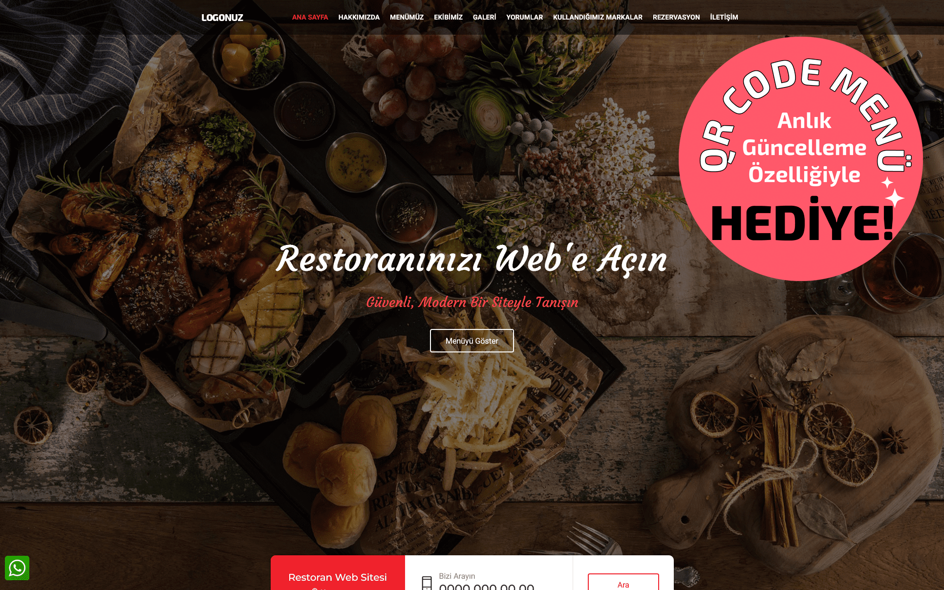 Restoran Web Sitesi - QR Code Menü Özellikli Restoran Web Sitesi 034