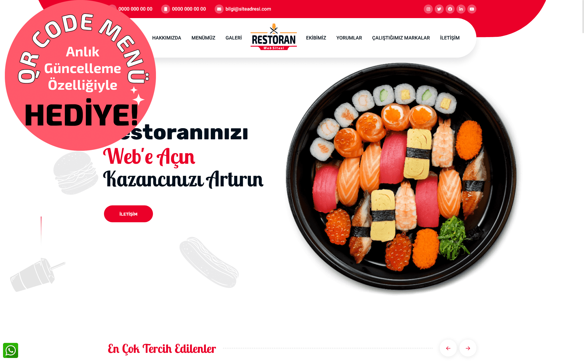 Restoran Web Sitesi - QR Code Menü Özellikli Restoran Web Sitesi 036