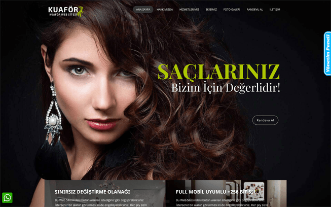 Kuaför Web Sitesi - Kadın Kuaförü Web Sitesi - Güzellik Salonu Web Site