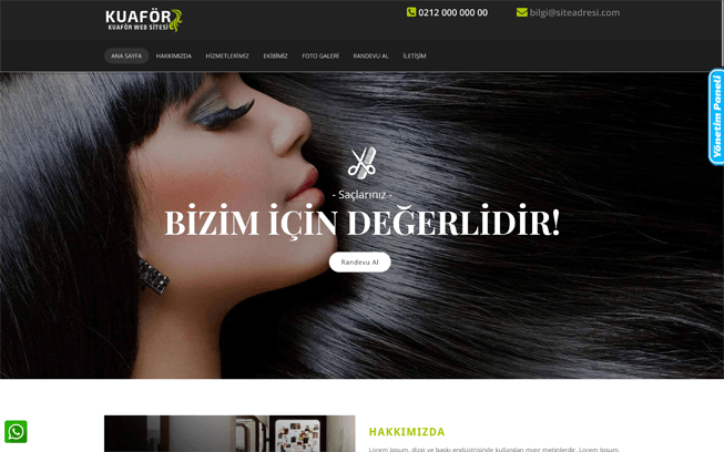 Kuaför Web Sitesi - Kadın Kuaförü Web Sitesi - Güzellik Salonu Web Site